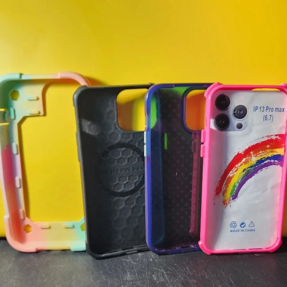 Apple iPhone 13 Pro Max Case Lot Soft Silicone Pink Black Blue - Picture 2 of 2